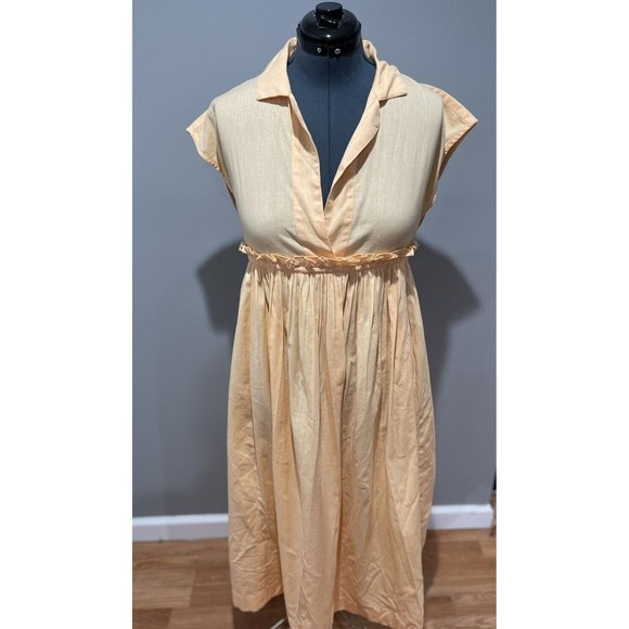 Free People Women All Occasion Shirt Peach Preppy Endless Summer Pocket Dress XS